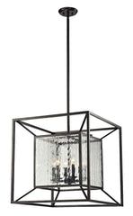14123/6 Cubix 6-Light Pendant Oiled Bronze w/Water Glass ELK Lighting