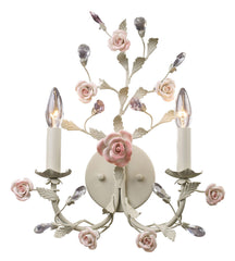 8090/2 Heritage 2-Light Sconce Cream Porcelain Roses Crystal ELK Lighting