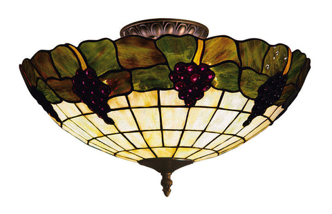 931-VA Grapevine 3-Lite Tiffany-Style Semi Flush Vintage Antique ELK Lighting