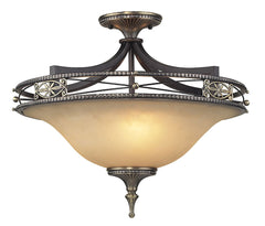2425/3 Georgian Court 3-Light Semi Flush in Antique Bronze/Umber ELK Lighting