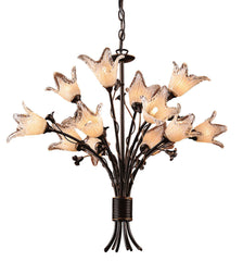 7959/8+4 Fioritura 12-Light Chandelier Aged Bronze w/Blown Tulips ELK Lighting