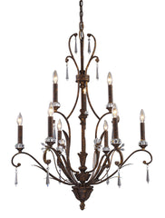 2184/6+3 Emilion 9-Light Chandelier in Burnt Bronze with Crystal ELK Lighting