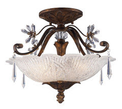 2181/3 Emilion 3-Light Semi Flush in Burnt Bronze with Crystal ELK Lighting