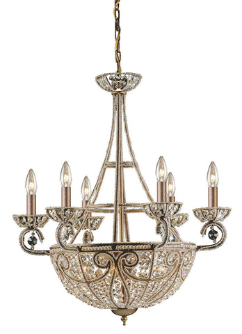 5967/6+4 Elizabethan 10-Light Chandelier in Dark Bronze w/Crystal ELK Lighting