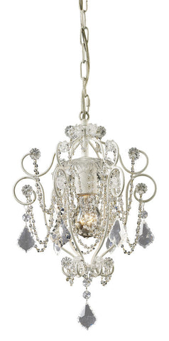 12017/1 Elise 1-Light Mini Chandelier in Antique White w/Crystal ELK Lighting