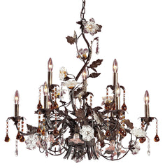 85003 Cristallo Fiore 9-Light Chandelier w/Crystal & Florets ELK Lighting