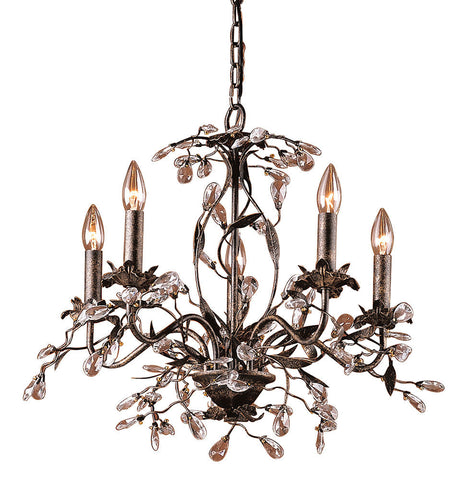 Circeo 5-Lite Chandelier in Deep Rust with Clear Crystal