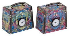 41042 Skull Pop Art Clock Canvas Wood Trapezoid Storage Box Set of 2 by Benzara
