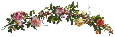 4539 Mixed Peony & Berry Artificial Silk Garland by Nearly Natural | 60"