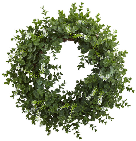 Eucalyptus Artificial Silk Double-Ring Wreath | 18 inches