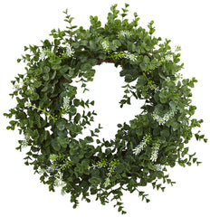 4541 Eucalyptus Silk Double-Ring Wreath by Nearly Natural | 18 inches