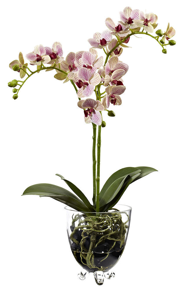 Raspberry Orchid Elegance Silk Flowers w/Water by Nearly Natural 22