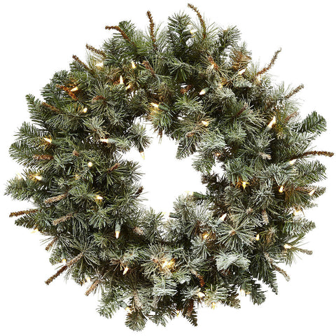 4862 Pine Silk Holiday Wreath with Colored Lights by Nearly Natural | 30"