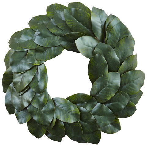 4874 Magnolia Leaf Artificial Wreath by Nearly Natural | 24 inches