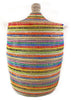 sen10t Rainbow Stripe Medium Traditional Laundry Hamper Storage Basket | Senegal Fair Trade by Swahili Imports