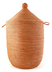 sen11i Orange Large Traditional Laundry Hamper Storage Basket | Senegal Fair Trade by Swahili Imports