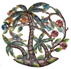 HMDPPALM-RR2-3 Hand Painted Palm Trees Oil Drum Metal Wall Art 24" | Haiti Fair Trade by Global Crafts