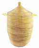 sen11p Yellow Large Traditional Laundry Hamper Storage Basket | Senegal Fair Trade by Swahili Imports