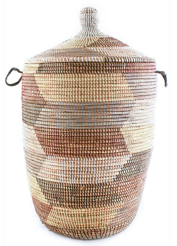 sen11s Desert Dusk Chevron Large Traditional Laundry Hamper Storage Basket | Senegal Fair Trade by Swahili Imports