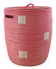 sen40l Pink with White Dots Medium Sahara Woven Laundry Hamper Basket | Senegal Fair Trade by Swahili Imports