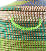 sen11r Tropical Sea Chevron Large Traditional Laundry Hamper Storage Basket | Senegal Fair Trade by Swahili Imports