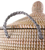 sen11q Silver Cream & White Chevron Large Traditional Hamper Storage Basket | Senegal Fair Trade by Swahili Imports
