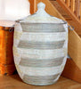 sen11q Silver Cream & White Chevron Large Traditional Hamper Storage Basket | Senegal Fair Trade by Swahili Imports