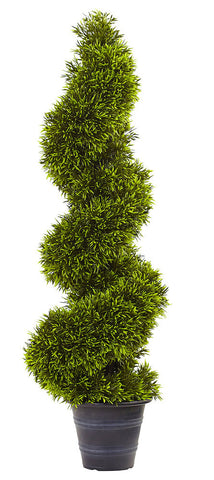 5450 Grass Silk Spiral Topiary Plant with Planter by Nearly Natural | 36"