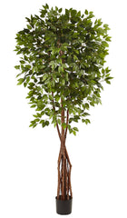 5453 Super Deluxe Ficus Silk Tree with Planter by Nearly Natural | 7.5 feet