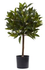 5464 Sweet Bay Silk Topiary Plant with Planter by Nearly Natural | 24"