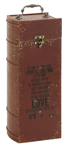56093 Motivational Love Wood One Bottle Wine Case Gift Box by Benzara
