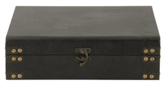 56648 Black Faux Leather over Wood Rectangular Storage Box by Benzara