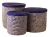 ken-b Purple Set of 3 Nesting Turkana Storage Baskets with Lids | Senegal Fair Trade by Swahili Imports
