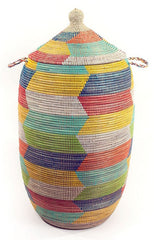 sen44 Rainbow Chevron Oversized Traditional Laundry Hamper Storage Basket | Senegal Fair Trade by Swahili Imports