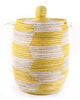 sen10d Yellow & White Chevron Medium Traditional Hamper Storage Basket | Senegal Fair Trade by Swahili Imports