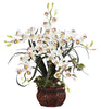 1245-WH White Cymbidium Orchid Silk Plant in 2 colors by Nearly Natural | 30 inches