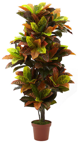 6721 Croton Artificial Plant with Planter by Nearly Natural | 56 inches