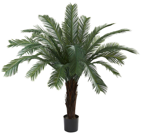 6770 Cycas Indoor Outdoor Silk Tree with Planter by Nearly Natural | 5 feet