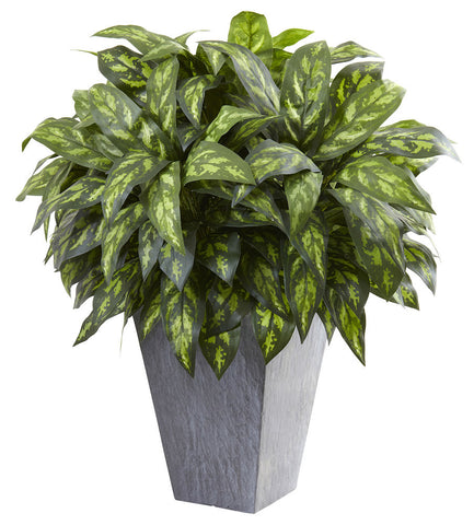 6795 Silver King Silk Plant with Slate Planter by Nearly Natural | 37"