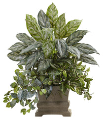 6824 Silver Queen Wandering Jew Fittonia Faux Plant by Nearly Natural | 28"