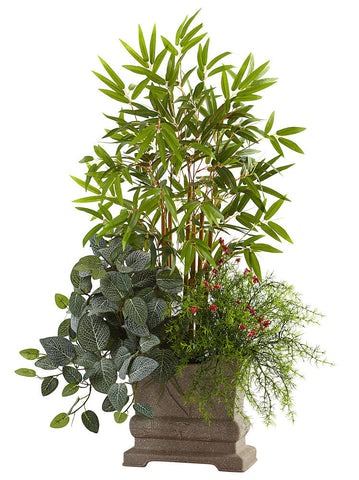 6826 Mini Bamboo Fittonia & Springeri Silk Plant by Nearly Natural | 38"
