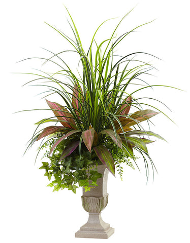 6827 Mixed Grass Dracaena Sage Ivy Fern Silk Plant by Nearly Natural | 36"