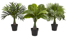 6867-S3 Mini Areca Fountain Banana Palm S3 Faux Plants by Nearly Natural | 16"