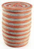 sen45a Orange & White Stripe Set of 2 Sand Dune Storage Baskets with Lids | Senegal Fair Trade by Swahili Imports