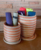 sen45a Orange & White Stripe Set of 2 Sand Dune Storage Baskets with Lids | Senegal Fair Trade by Swahili Imports