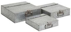23927 Hinged Lid Galvanized Metal Square Storage Box Set/3 by Benzara