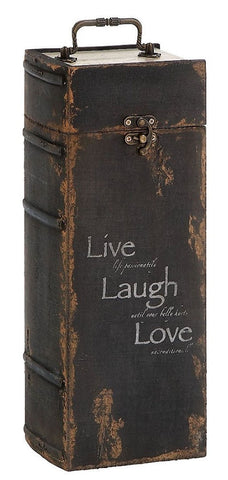 51736 Live Laugh Love Wood One Bottle Wine Case Gift Box by Benzara