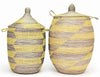 sen10v sen11v Yellow & Silver Chevron Medium Traditional Hamper Storage Basket | Senegal Fair Trade by Swahili Imports