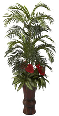 6722 Palm Anthurium Silver Queen Silk Arrangement by Nearly Natural | 58"