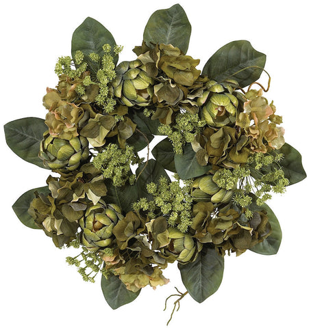4628 Artichoke Artificial Silk Wreath by Nearly Natural | 18 inches
